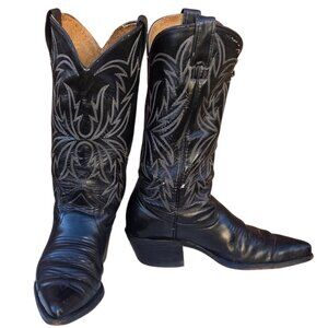 Vintage Imperial Black Leather Cowboy Boots Mens 6.5 D Distressed AS IS READ